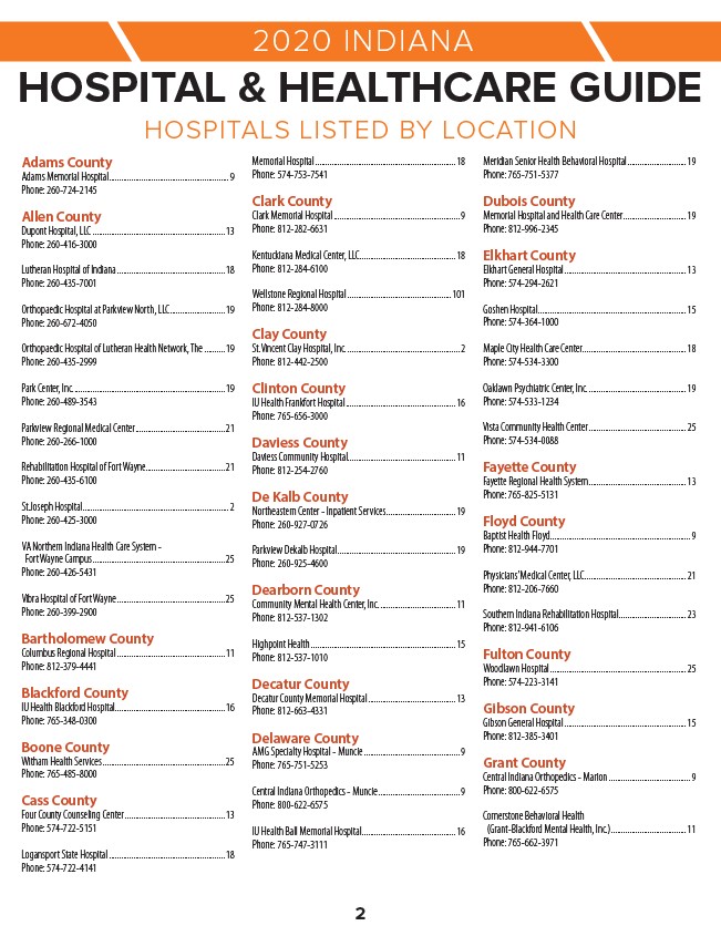 2020 Indiana Hospital & Healthcare Guide Page 4